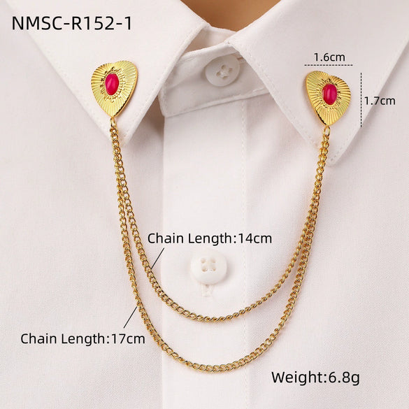Fashion Unisex Geometric Stainless Steel Shirt Collar Pin Jewelry With Electroplating Treatment
