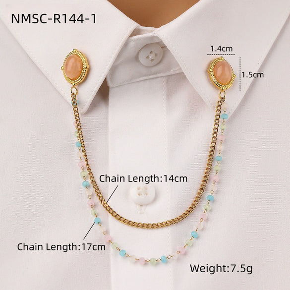 Fashion Unisex Geometric Stainless Steel Shirt Collar Pin Jewelry With Electroplating Treatment