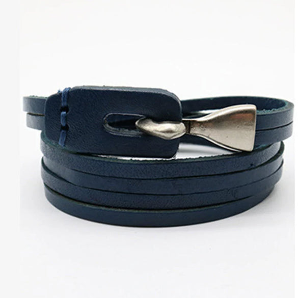 Fashion Unisex Multi Layer Hook Geometry Punk Retro Trend Leather Jewelry Bracelet