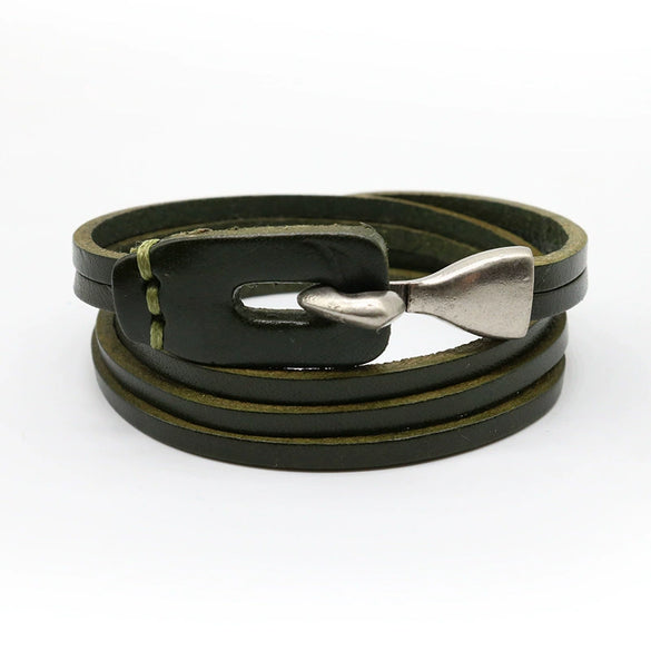 Fashion Unisex Multi Layer Hook Geometry Punk Retro Trend Leather Jewelry Bracelet