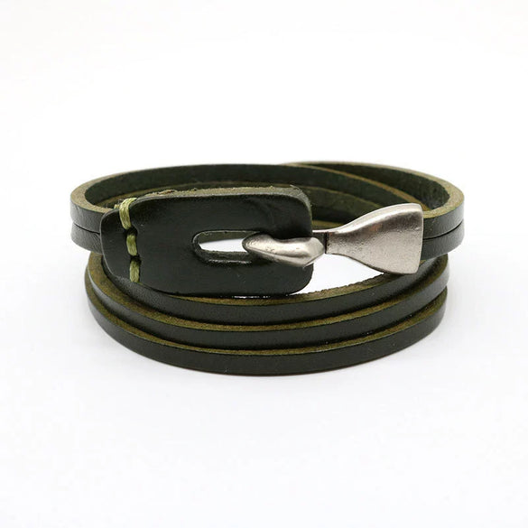Fashion Unisex Multi Layer Hook Geometry Punk Retro Trend Leather Jewelry Bracelet