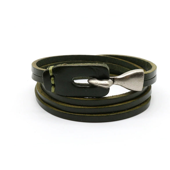 Fashion Unisex Multi Layer Hook Geometry Punk Retro Trend Leather Jewelry Bracelet