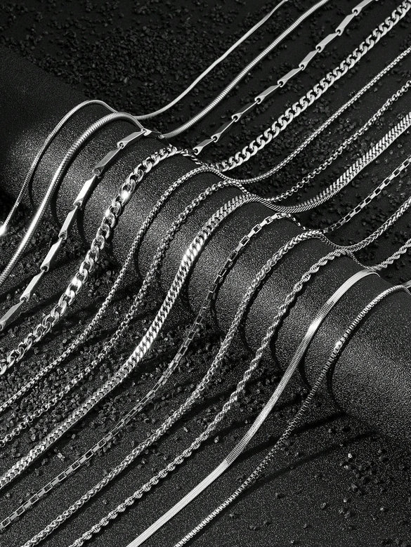 Fashion Unisex Stainless Steel And Titanium Steel Chain Necklace Hip Hop Style Electroplated