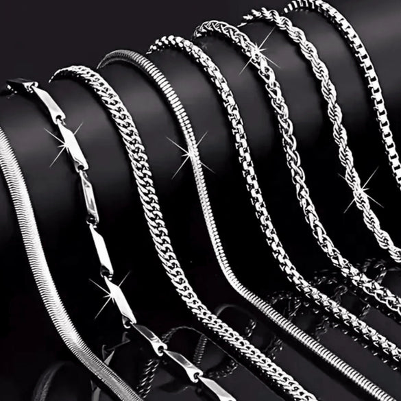 Fashion Unisex Stainless Steel And Titanium Steel Chain Necklace Hip Hop Style Electroplated