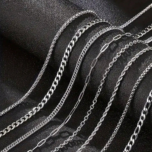 Fashion Unisex Stainless Steel And Titanium Steel Chain Necklace Hip Hop Style Electroplated