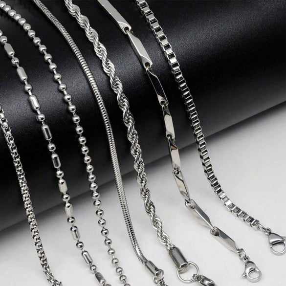 Fashion Unisex Stainless Steel And Titanium Steel Chain Necklace Hip Hop Style Electroplated