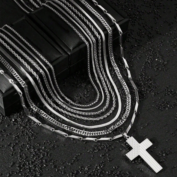 Fashion Unisex Stainless Steel And Titanium Steel Chain Necklace Hip Hop Style Electroplated