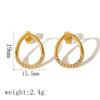 Fashion Unisex Stainless Steel Fishtail Crown Geometric Diamondencrusted Electroplated Earrings