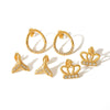 Fashion Unisex Stainless Steel Fishtail Crown Geometric Diamondencrusted Electroplated Earrings