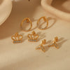 Fashion Unisex Stainless Steel Fishtail Crown Geometric Diamondencrusted Electroplated Earrings