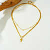Fashion Versatile Goldplated Multilayered Clavicle Chain Cross Stainless Steel Pendant Unisex Necklace Electroplated