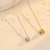 Fashion Versatile Round Zircon Pendant Stainless Steel Necklace With Electroplating