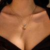 Fashion Versatile Round Zircon Pendant Stainless Steel Necklace With Electroplating