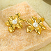 Fashion Vintage Petal Pearl Stainless Steel Titanium Steel Electroplated Women's Earrings Jewelry