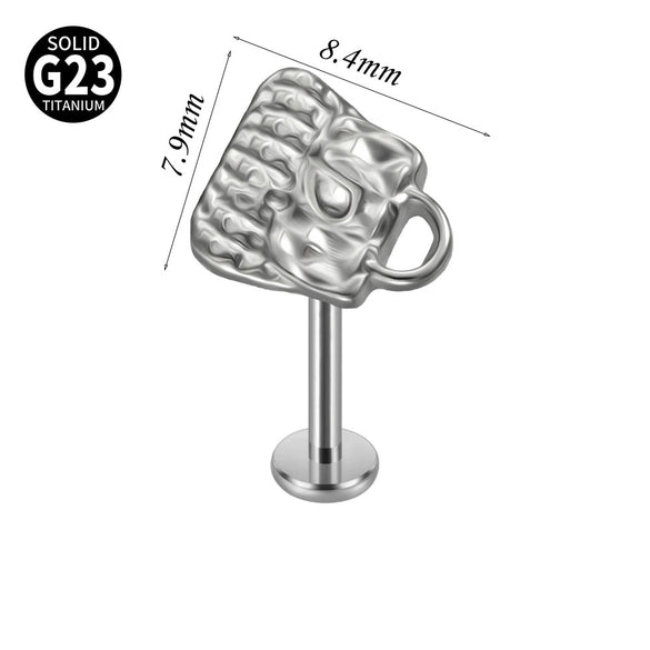 Fashion Vshaped Tulip Flower Lip Heart Shape G23 Titanium Zircon Electroplated Piercing Inner Tooth Earrings