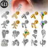Fashion Vshaped Tulip Flower Lip Heart Shape G23 Titanium Zircon Electroplated Piercing Inner Tooth Earrings