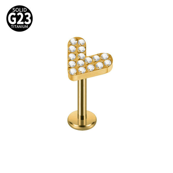 Fashion Vshaped Tulip Flower Lip Heart Shape G23 Titanium Zircon Electroplated Piercing Inner Tooth Earrings