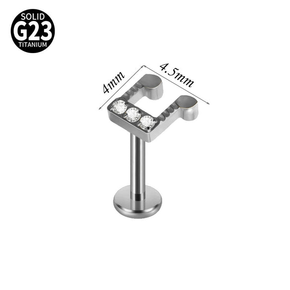 Fashion Vshaped Tulip Flower Lip Heart Shape G23 Titanium Zircon Electroplated Piercing Inner Tooth Earrings