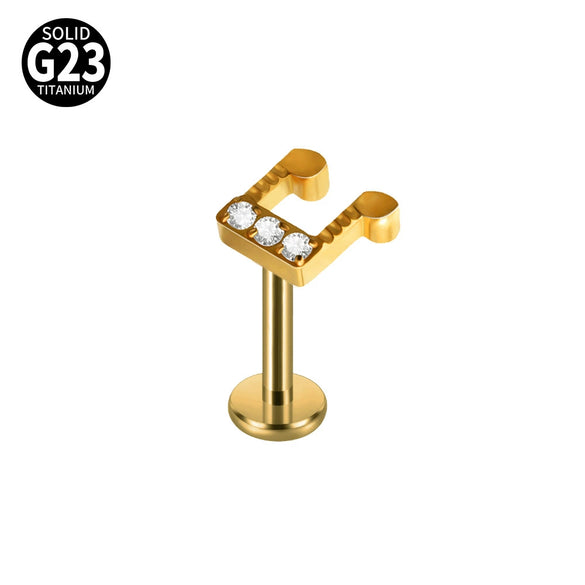 Fashion Vshaped Tulip Flower Lip Heart Shape G23 Titanium Zircon Electroplated Piercing Inner Tooth Earrings