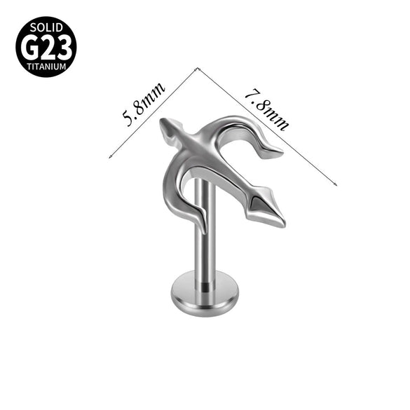 Fashion Vshaped Tulip Flower Lip Heart Shape G23 Titanium Zircon Electroplated Piercing Inner Tooth Earrings