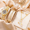 Fashion Watch Jewelry Set Alloy And Stainless Steel Round Dial