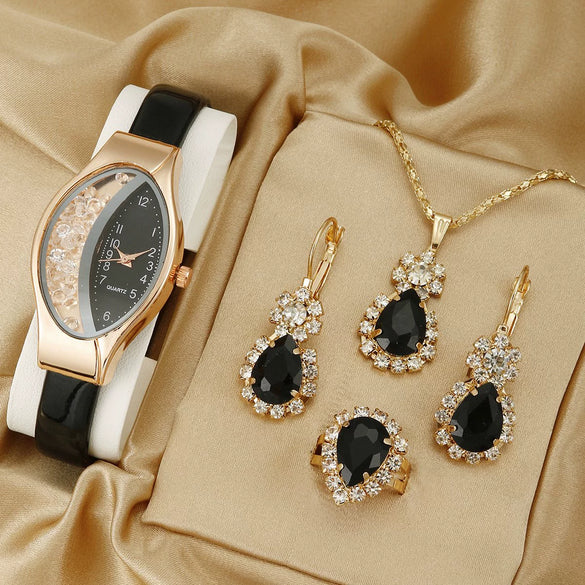 Fashion Watch Jewelry Set Alloy And Stainless Steel Round Dial
