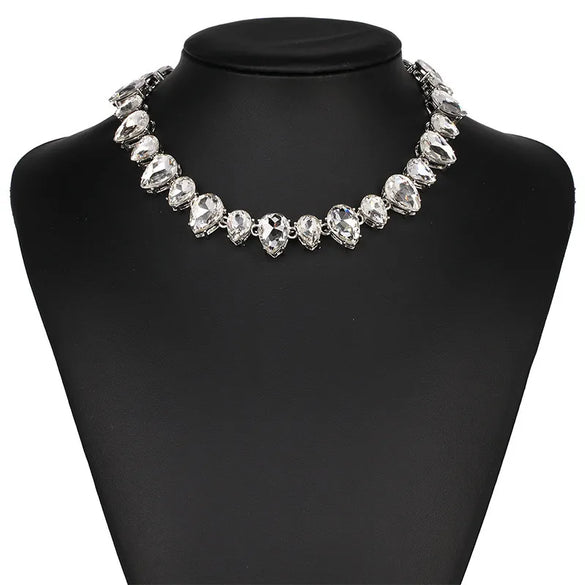Fashion Water Droplets Alloy Rhinestone Women'S Necklace 1 Piece