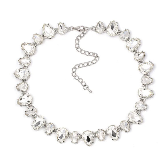 Fashion Water Droplets Alloy Rhinestone Women'S Necklace 1 Piece
