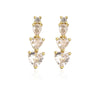 Fashion Water Droplets Heart Shape Copper Gold Plated Zircon Drop Earrings 1 Pair