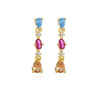 Fashion Water Droplets Heart Shape Copper Gold Plated Zircon Drop Earrings 1 Pair