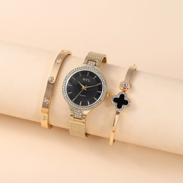Fashion Waterproof Diamondencrusted Titanium Steel And Zinc Alloy Women's Square Bracelet Watch With Horseshoe Buckle