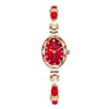 Fashion Waterproof Emerald Decorative Women's Quartz Watch With Alloy Case And Strap Oval Dial Mineral Reinforced Glass Mirror Stainless Steel Jewelry Buckle