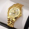 Fashion Waterproof Luminous Automatic Quartz Relief Hollow Alloy Men's Watch With Mineral Reinforced Glass Mirror And Stainless Steel Buckle