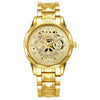 Fashion Waterproof Luminous Automatic Quartz Relief Hollow Alloy Men's Watch With Mineral Reinforced Glass Mirror And Stainless Steel Buckle