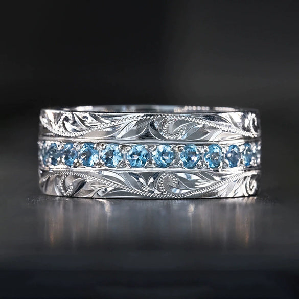 Fashion Wedding Ring Copper Antique Style With Geometric Pattern Electroplated For Men And Women