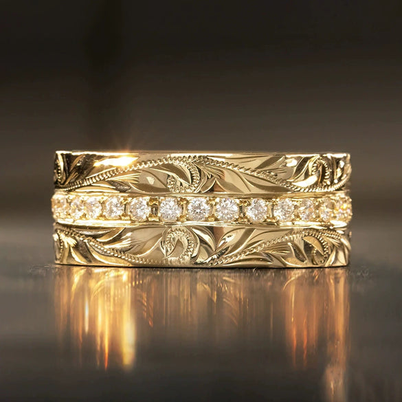 Fashion Wedding Ring Copper Antique Style With Geometric Pattern Electroplated For Men And Women