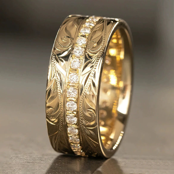 Fashion Wedding Ring Copper Antique Style With Geometric Pattern Electroplated For Men And Women