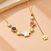 Fashion White Shell Fivepetal Flower Stainless Steel Goldplated Jewelry Necklace For Women