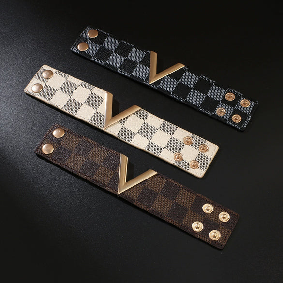 Fashion Wide Leather Bracelet Handmade Geometric Pu Leather Allmatch Hand Jewelry