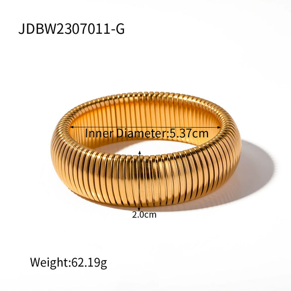 Fashion Widefaced Singlelayer Snake Chain Bracelet Stainless Steel Geometric Electroplated For Women