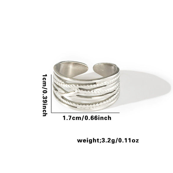 Fashion Widefaced Titanium Steel Open Ring For Women Geometric Drop Shape Electroplated