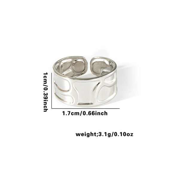 Fashion Widefaced Titanium Steel Open Ring For Women Geometric Drop Shape Electroplated