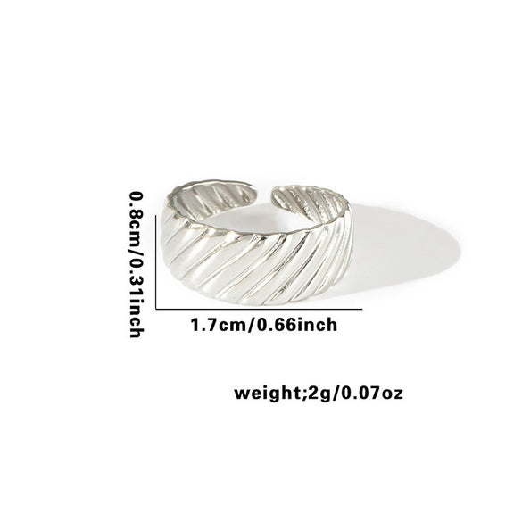Fashion Widefaced Titanium Steel Open Ring For Women Geometric Drop Shape Electroplated