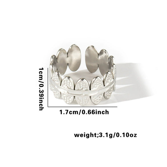 Fashion Widefaced Titanium Steel Open Ring For Women Geometric Drop Shape Electroplated