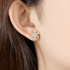Fashion Women Copper Earrings With Electroplated Finish And Micro Inlaid Zircon Geometric Snowflake Design