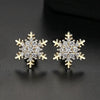 Fashion Women Copper Earrings With Electroplated Finish And Micro Inlaid Zircon Geometric Snowflake Design
