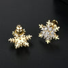 Fashion Women Copper Earrings With Electroplated Finish And Micro Inlaid Zircon Geometric Snowflake Design