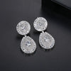 Fashion Women Copper Geometric Earrings With Zircon Inlay Electroplated Long Drop Statement Jewelry For Banquets