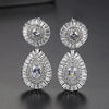 Fashion Women Copper Geometric Earrings With Zircon Inlay Electroplated Long Drop Statement Jewelry For Banquets