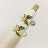 Fashion Women Freshwater Pearl Ring With Abalone Shell Butterfly Copper Accessories Electroplated 18K Real Gold Oblate And Treated Bun Round Pearl Shape